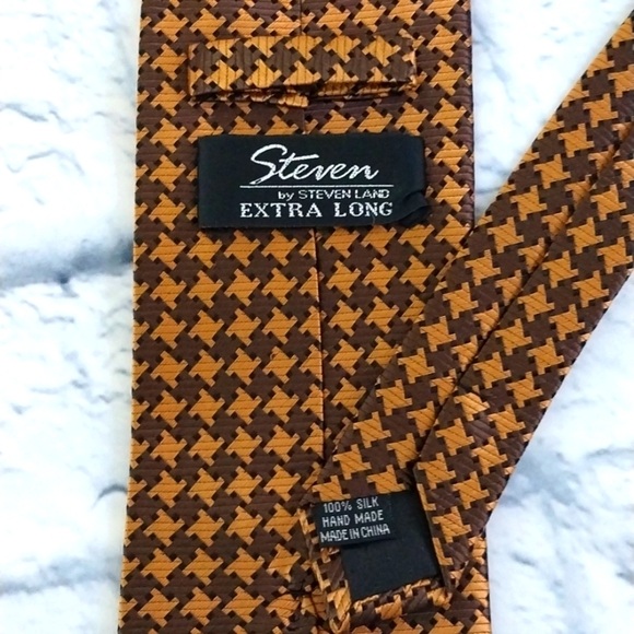 🔵BOGO FREE🔵 Steven Land Extra Long Houndstooth Tie Necktie - Picture 4 of 5